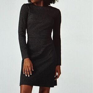 Theory Kamillina Dress Houndstooth Gray & Black Long Sleeve Size 6